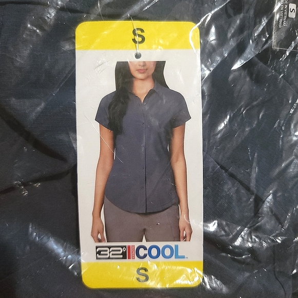 32 Degrees Cool NWT Gray Performance Activewear Button-Up Collared Shirt - SMALL - Picture 4 of 7